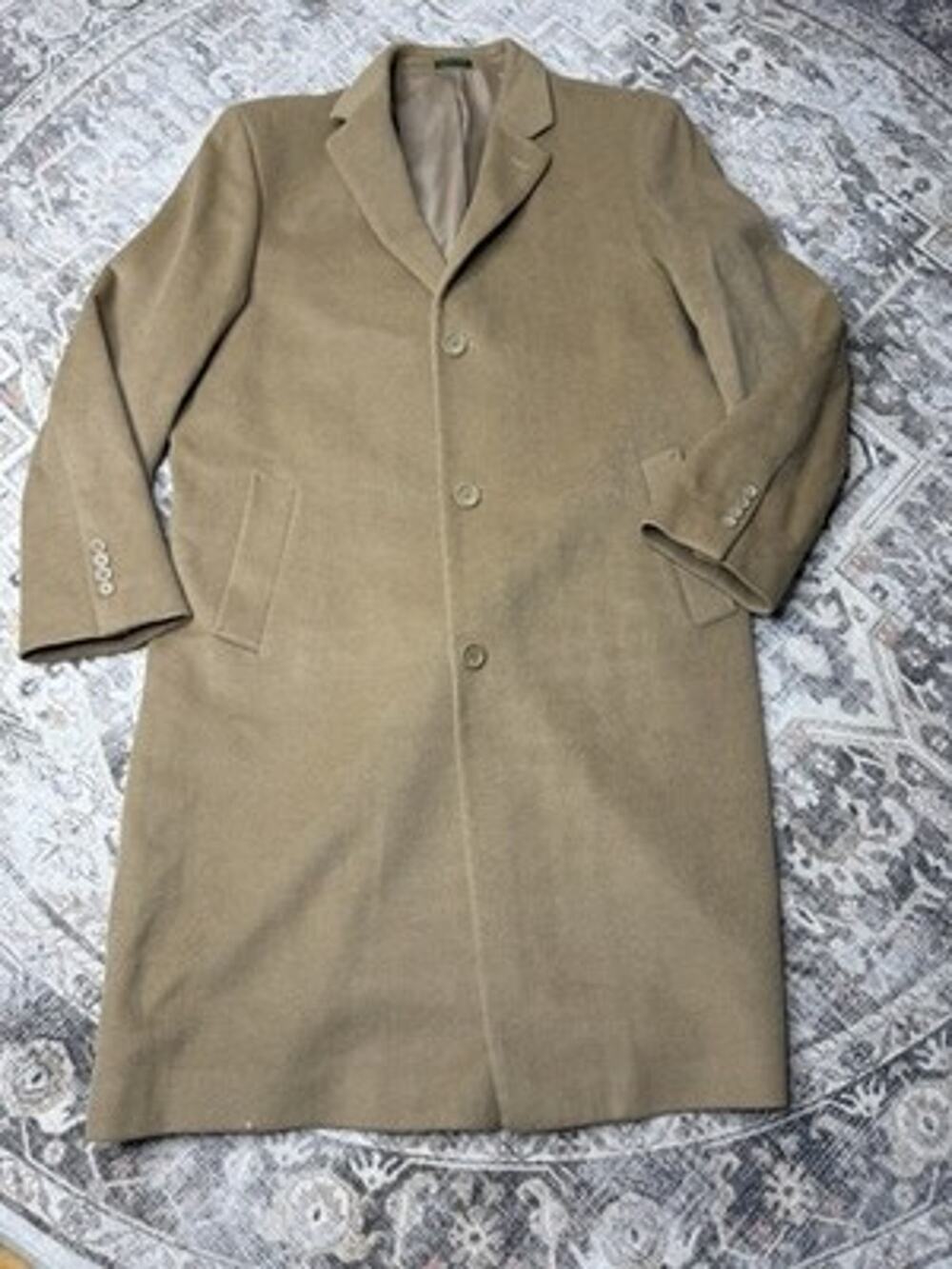 Lauren Ralph Lauren Overcoat Men’s 44R Tan Brown Camel Wool Blend